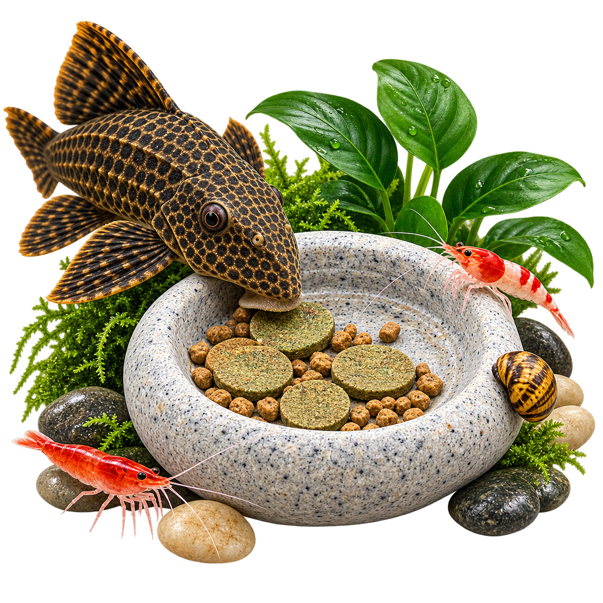Natural Stone Pleco Feeding Plate