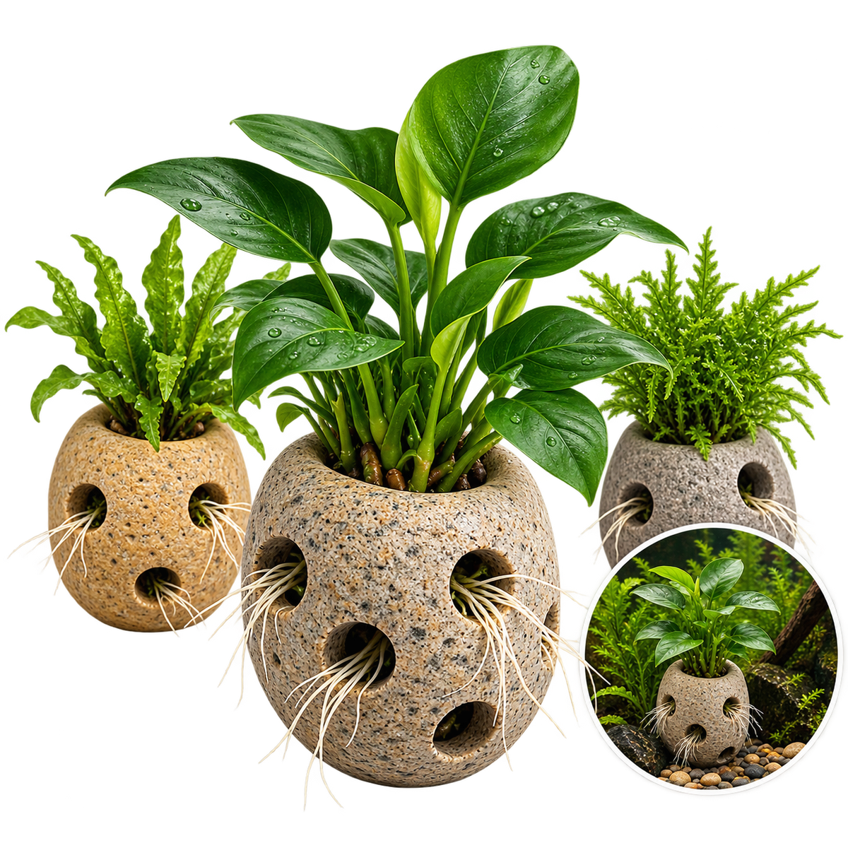 Natural Stone Aquarium Plant Holder