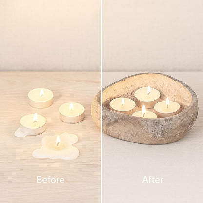 Handmade Stone Candle Holder – natural stone mindful home accent – alternate view