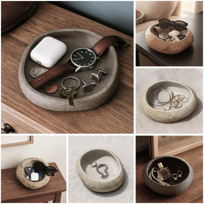 Handmade Stone Catchall Tray – natural stone mindful home accent – primary product view