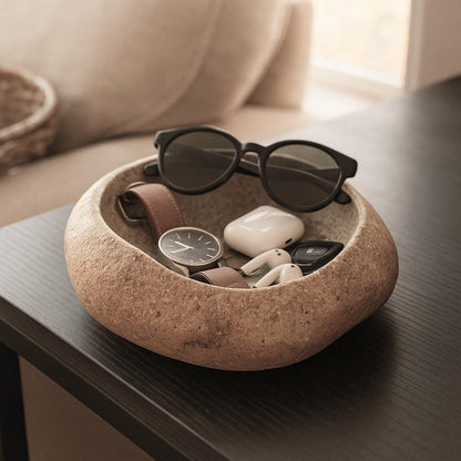 Handmade River Stone Bowl – natural stone mindful home accent – alternate view