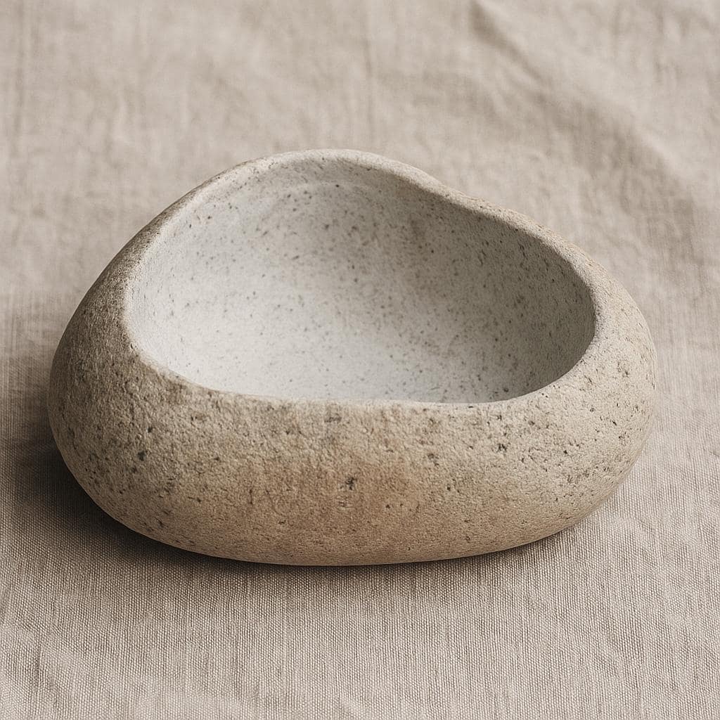 Handmade River Stone Bowl – natural stone mindful home accent – alternate view