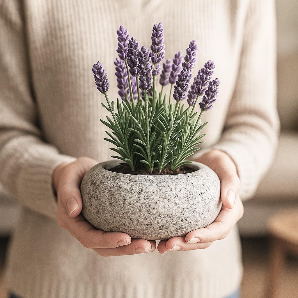 Handmade Stone Planter – natural stone planter or floral display – alternate view