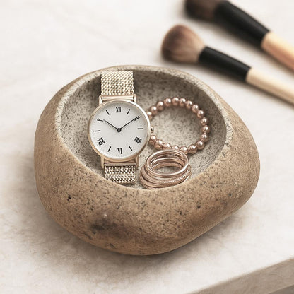 Handmade Stone Catchall Tray – natural stone mindful home accent – alternate view