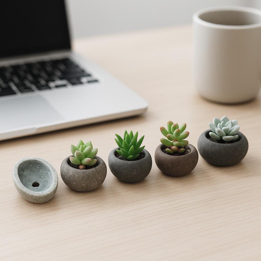 Handmade River Stone Mini Planter – natural stone planter or floral display – alternate view