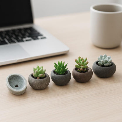 Handmade River Stone Mini Planter – natural stone planter or floral display – alternate view