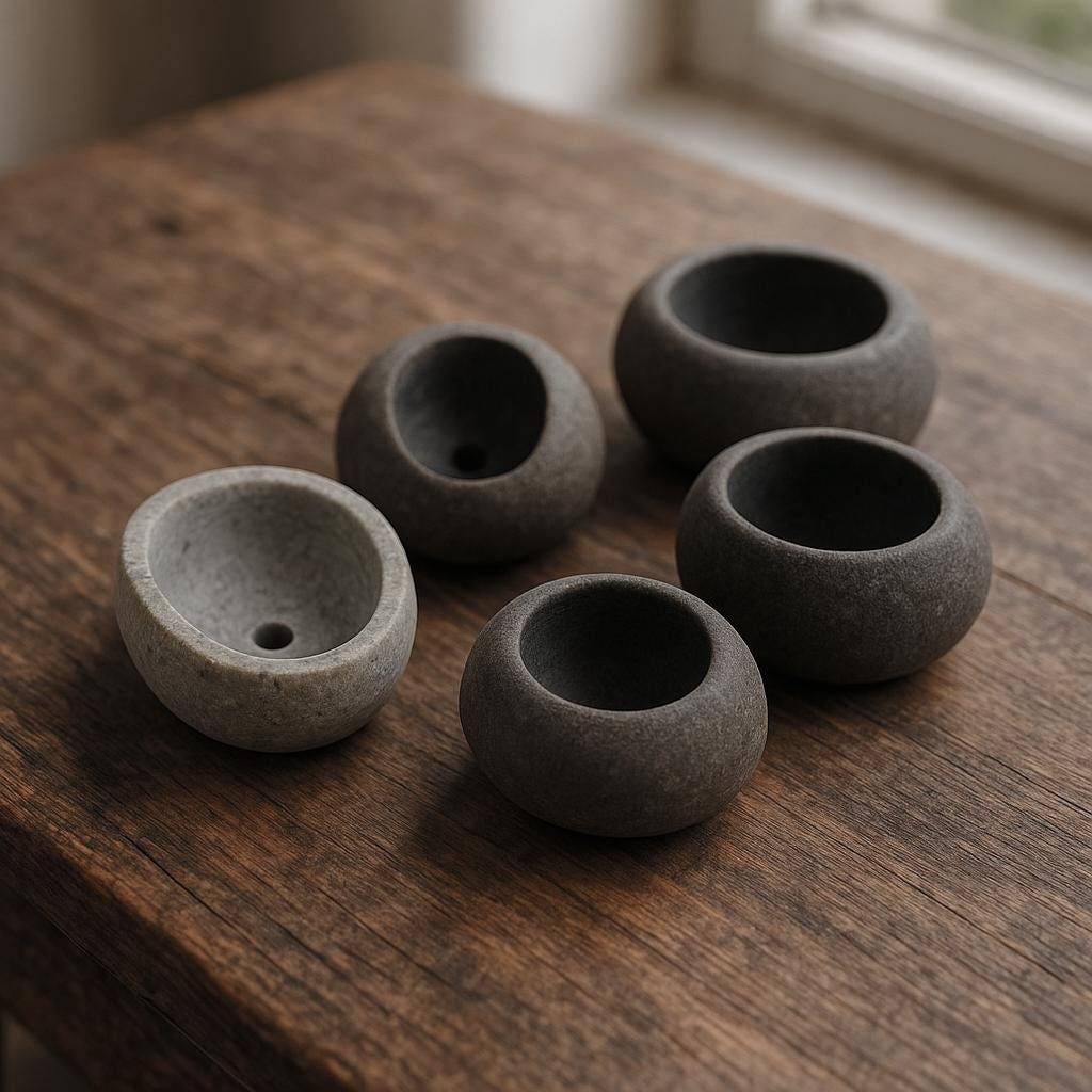 Handmade River Stone Mini Planter – natural stone planter or floral display – alternate angle