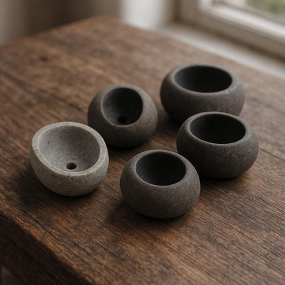 Handmade River Stone Mini Planter – natural stone planter or floral display – alternate angle