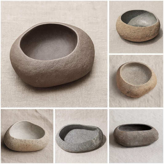 Handmade River Stone Bowl – natural stone mindful home accent – primary product view