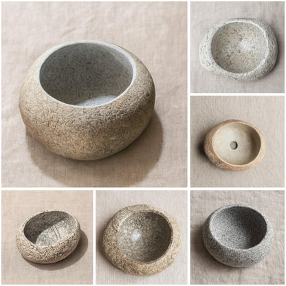 Handmade River Stone Bowl – natural stone mindful home accent – product detail