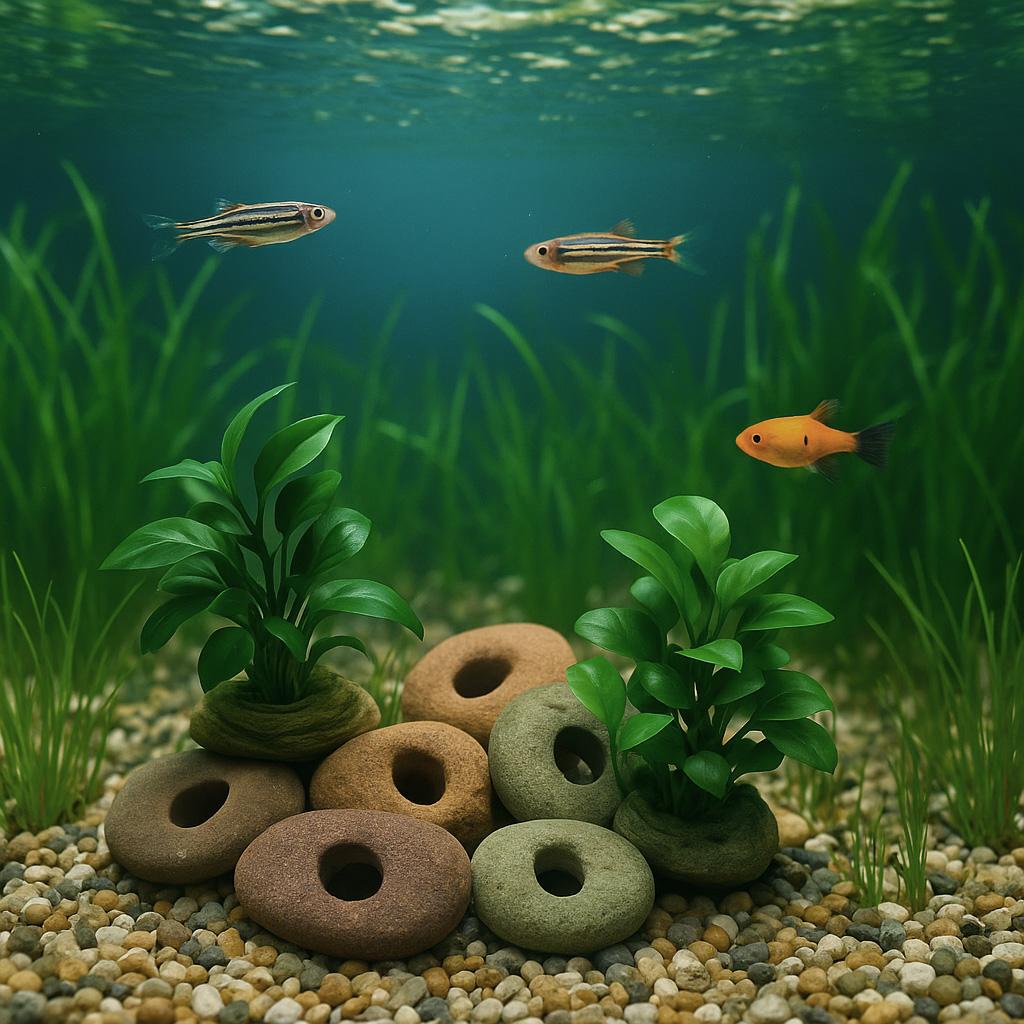 Aquarium Plant Holder Rock – natural stone aquarium accessory – primary product view