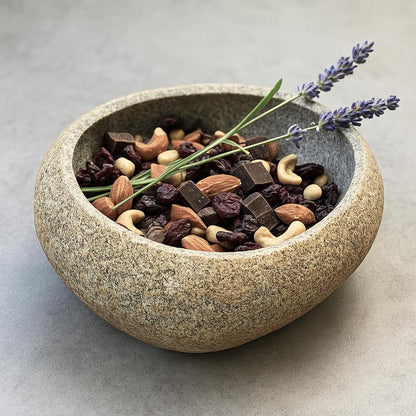 Handmade Stone Fruit Bowl – natural stone kitchen and dining accessory – alternate view