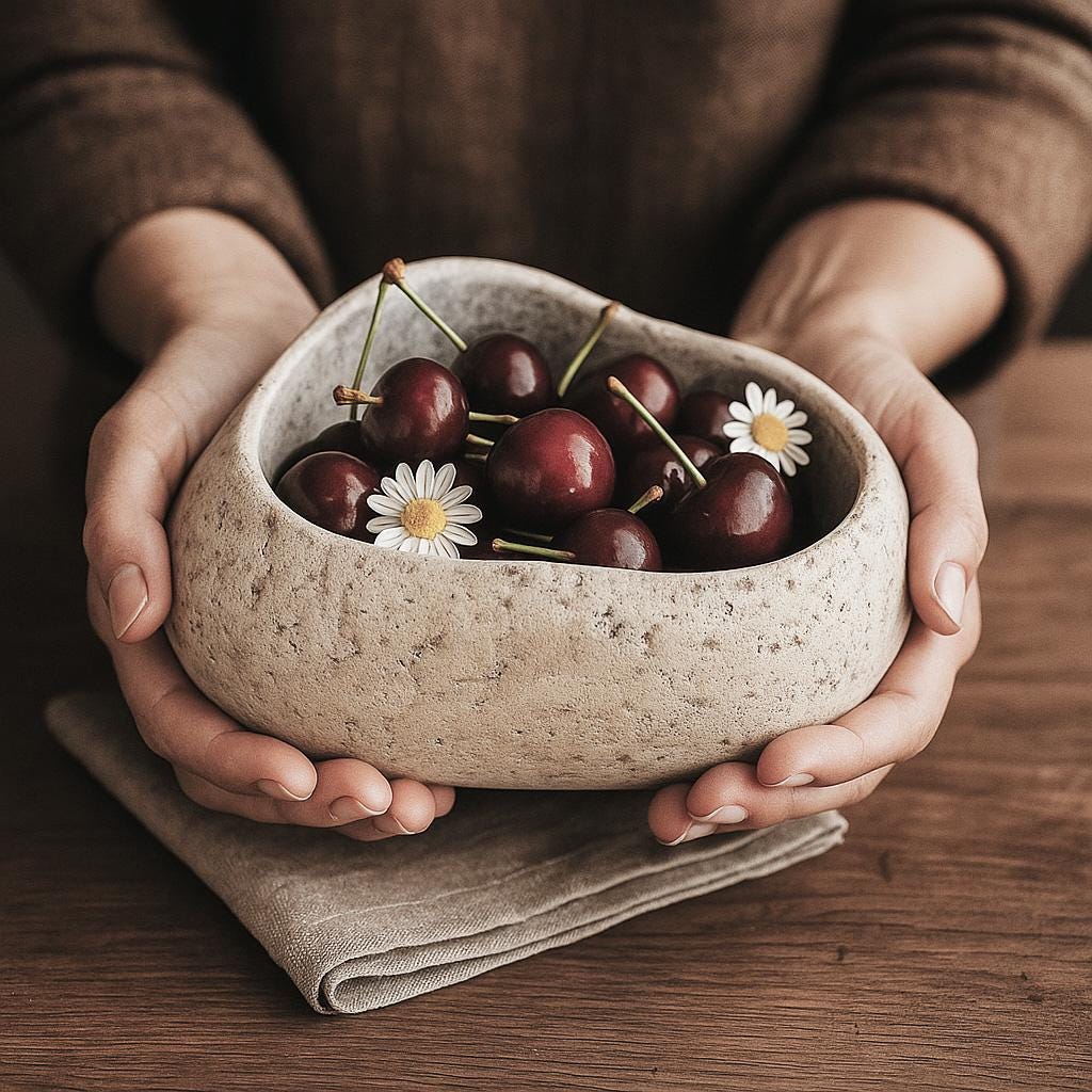 Handmade Stone Fruit Bowl – natural stone kitchen and dining accessory – product detail