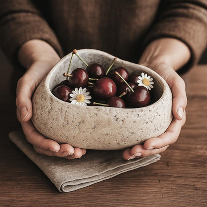 Handmade Stone Fruit Bowl – natural stone kitchen and dining accessory – product detail