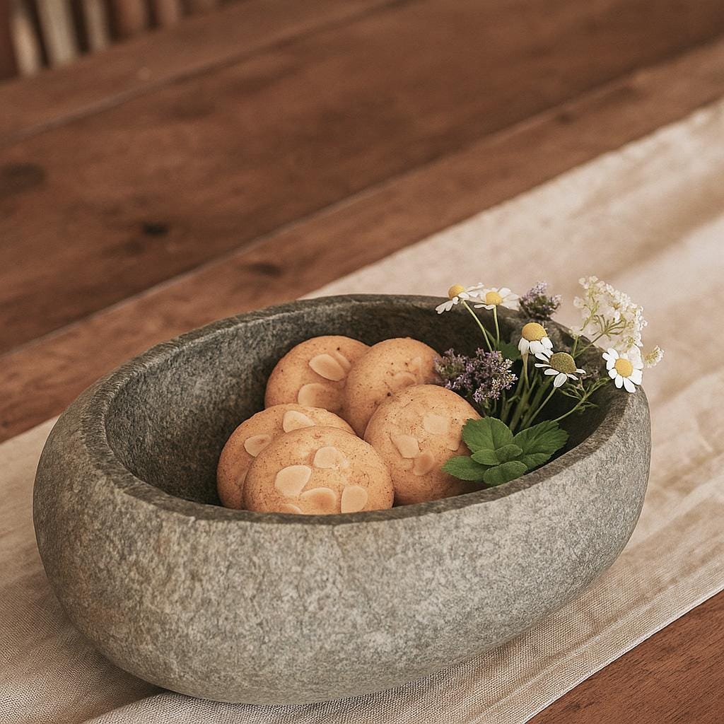 Handmade Stone Fruit Bowl – natural stone kitchen and dining accessory – product detail