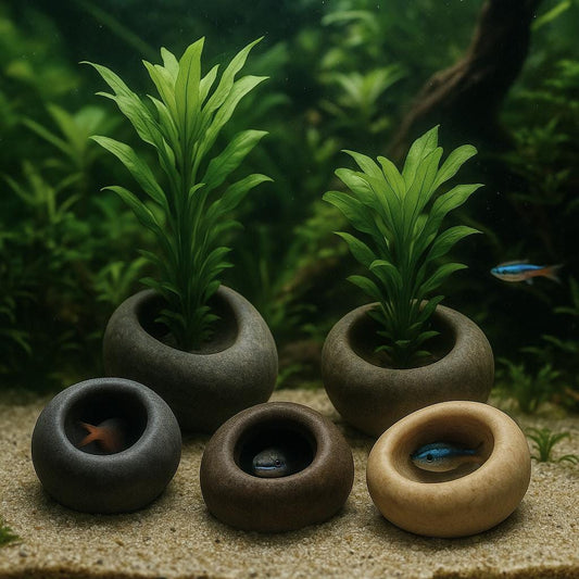 Handmade Mini Stone Aquarium Plant Holder – natural stone aquarium accessory – primary product view