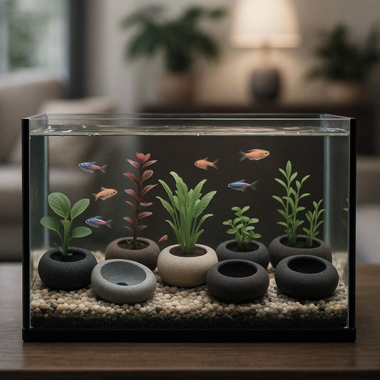 Handmade Mini Stone Aquarium Plant Holder – natural stone aquarium accessory – alternate product view
