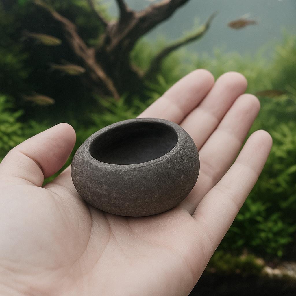 Handmade Mini Stone Aquarium Plant Holder – natural stone aquarium accessory – product detail