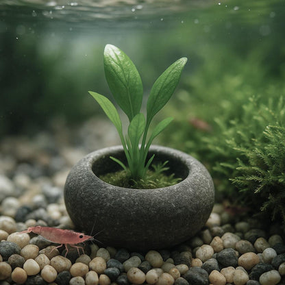 Handmade Mini Stone Aquarium Plant Holder – natural stone aquarium accessory – alternate view