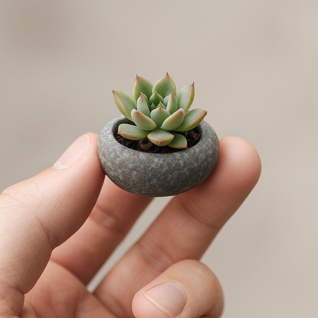 Handmade River Stone Mini Planter – natural stone planter or floral display – alternate product view