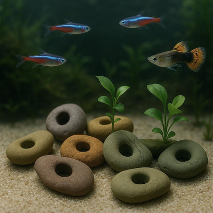 Aquarium Plant Holder Rock – natural stone aquarium accessory – product detail