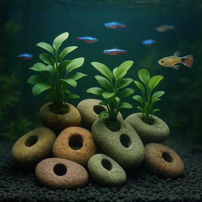 Aquarium Plant Holder Rock – natural stone aquarium accessory – product detail