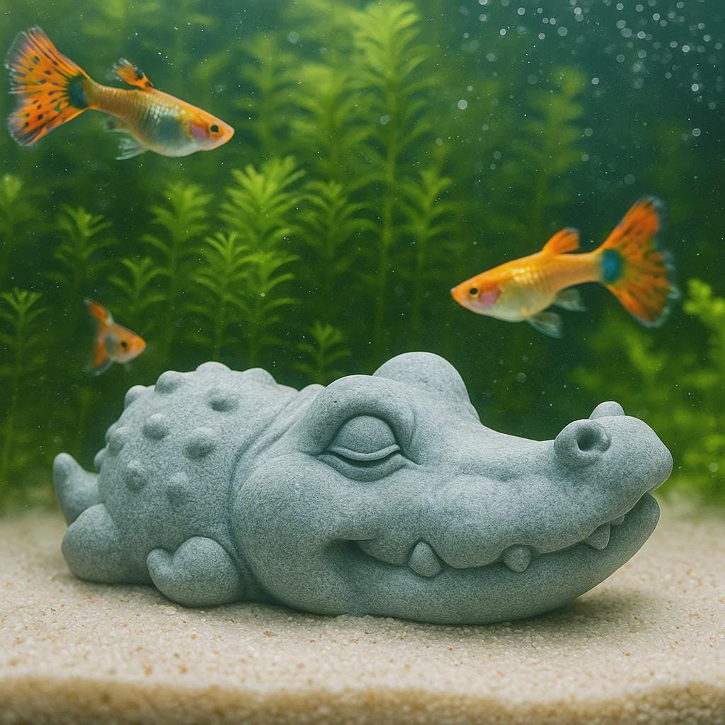 Sleeping Animal Stone Aquarium Decor – natural stone aquarium accessory – alternate product view