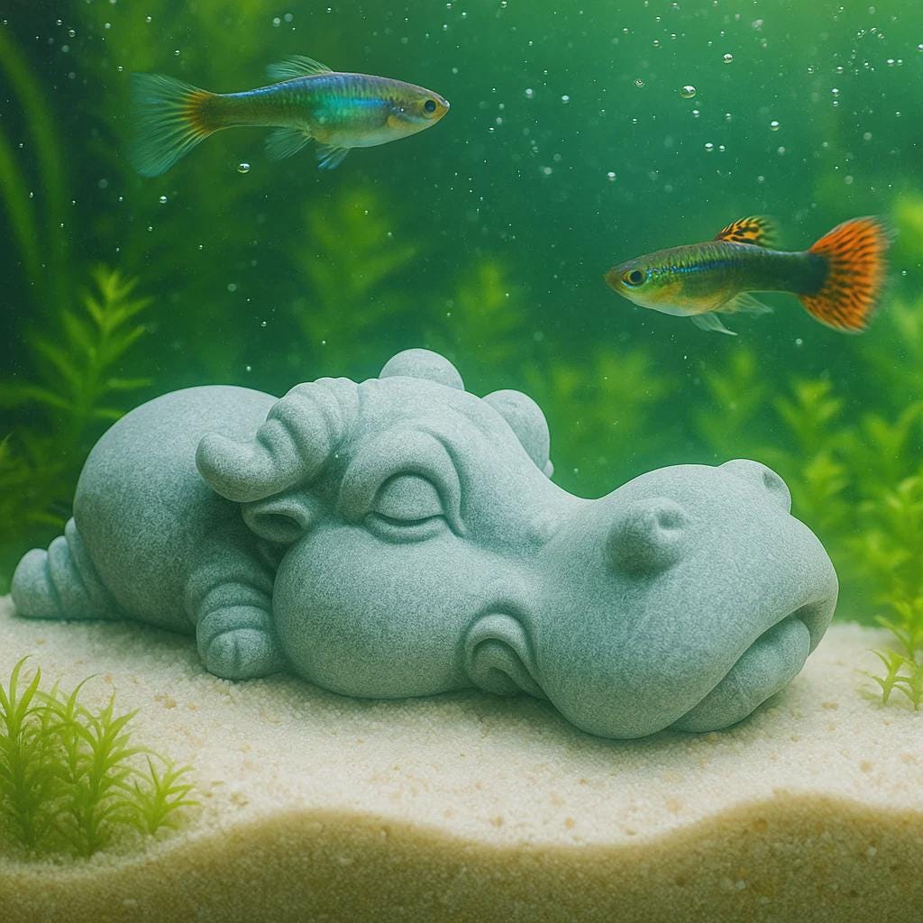 Sleeping Animal Stone Aquarium Decor – natural stone aquarium accessory – alternate view