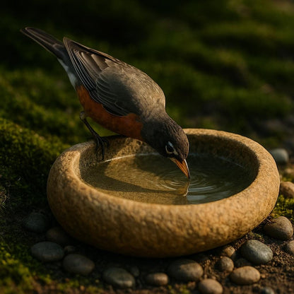 Natural Stone Bird Bath Bowl – natural stone bird and wildlife accessory – product detail