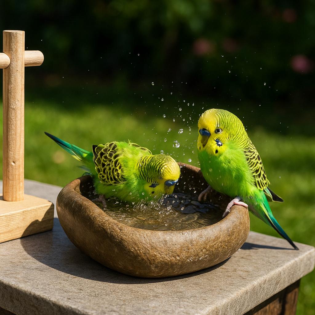 Natural Stone Parrot Bath Bowl – natural stone bird and wildlife accessory – product detail