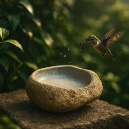 Natural Stone Hummingbird Bath & Feeder Bowl – natural stone bird and wildlife accessory – product detail