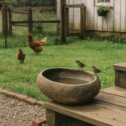 Natural Stone Bird Bath & Pet Water Bowl – natural stone bird and wildlife accessory – product detail
