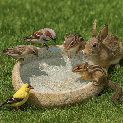 Natural Stone Bird Bath & Pet Water Bowl – natural stone bird and wildlife accessory – product detail