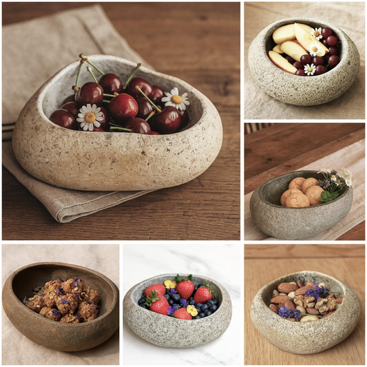 Handmade Stone Fruit Bowl – natural stone kitchen and dining accessory – primary product view