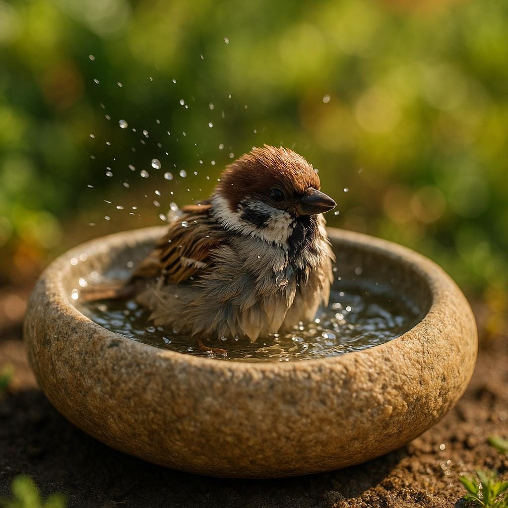 Natural Stone Bird Bath Bowl – natural stone bird and wildlife accessory – alternate view