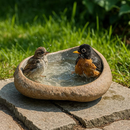Natural Stone Bird Bath Bowl – natural stone bird and wildlife accessory – product detail