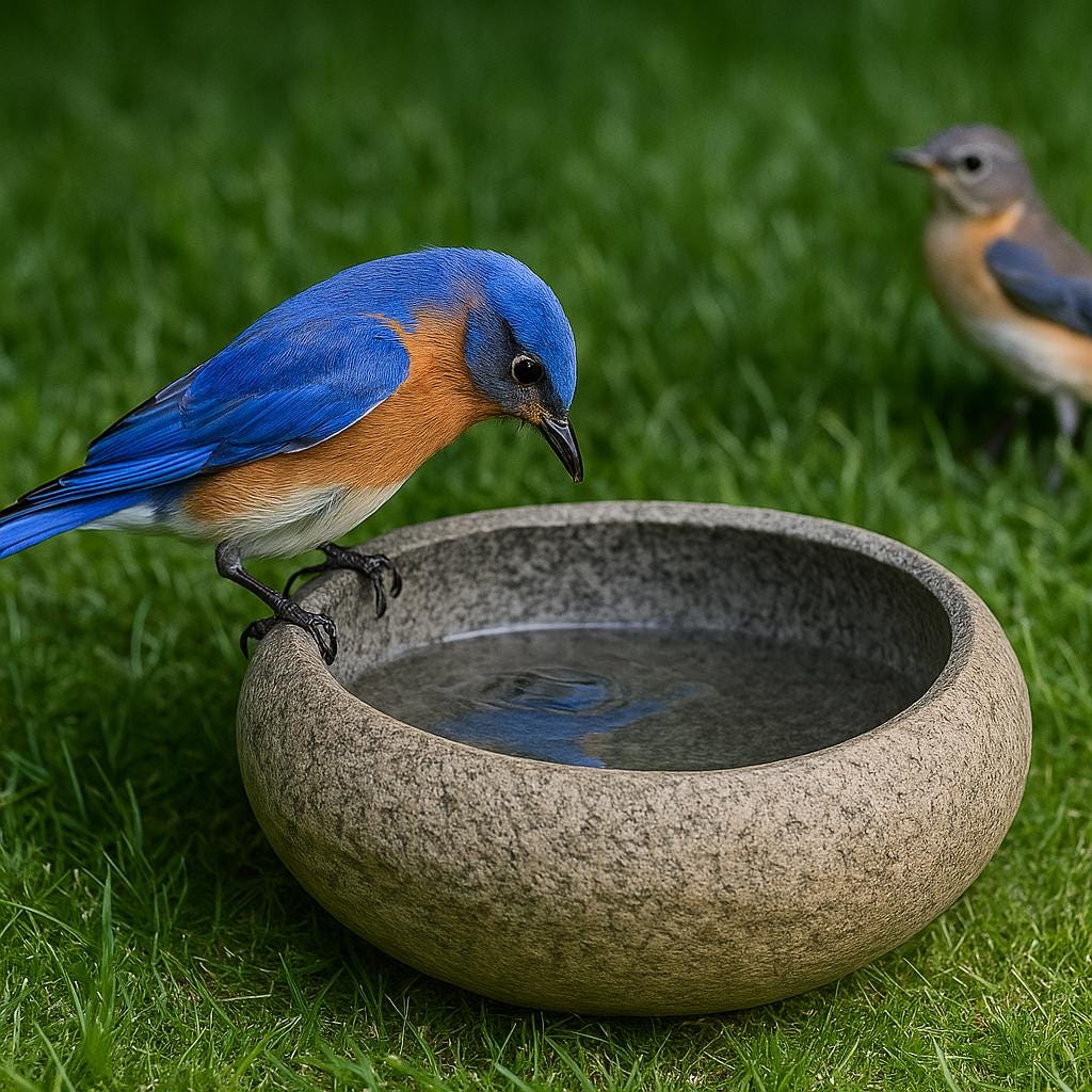 Natural Stone Bird Bath Bowl – natural stone bird and wildlife accessory – product detail