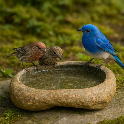 Natural Stone Bird Bath Bowl – natural stone bird and wildlife accessory – primary product view
