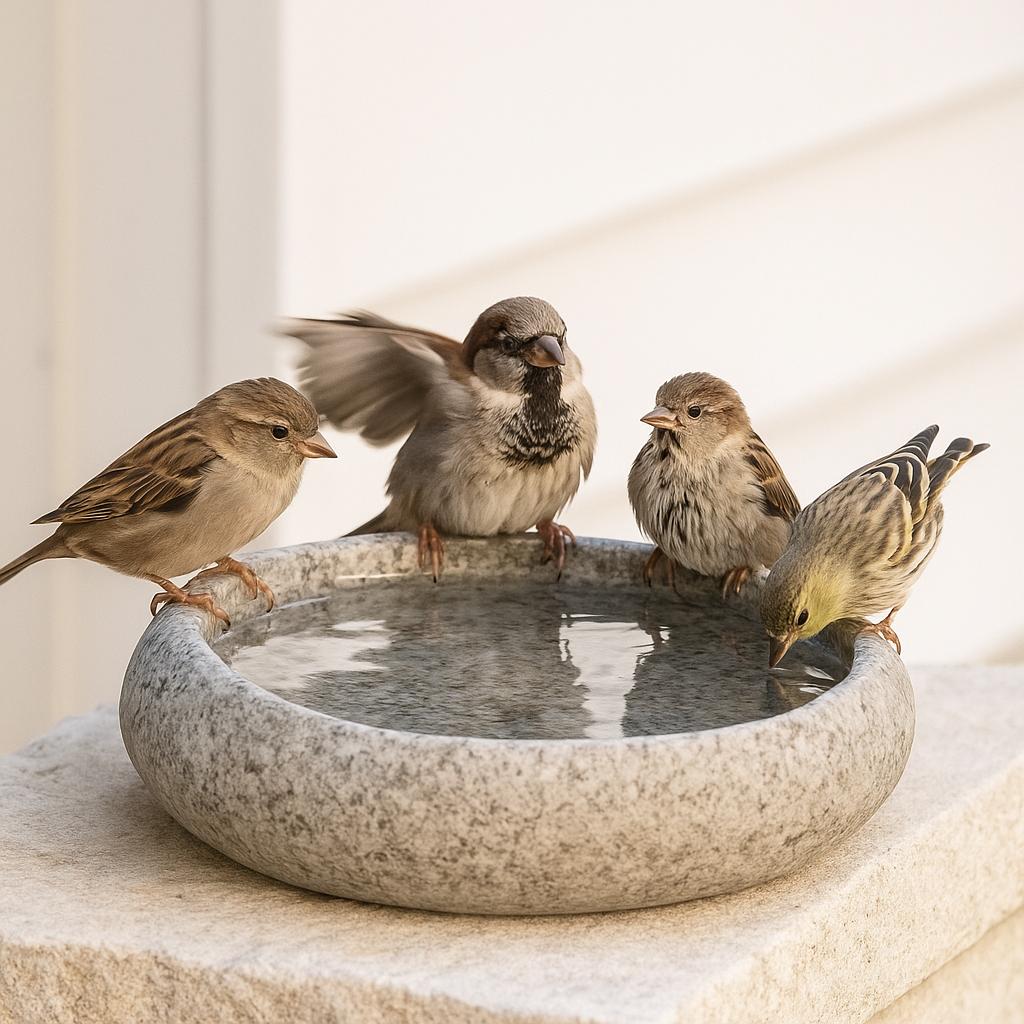 Natural Stone Bird Bath Bowl – natural stone bird and wildlife accessory – alternate view