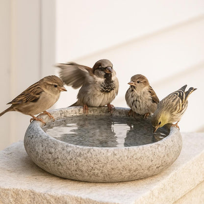 Natural Stone Bird Bath Bowl – natural stone bird and wildlife accessory – alternate view
