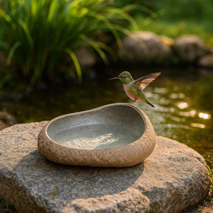Natural Stone Hummingbird Bath & Feeder Bowl – natural stone bird and wildlife accessory – product detail