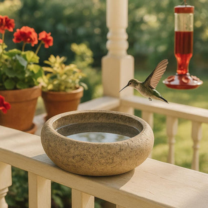 Natural Stone Hummingbird Bath & Feeder Bowl – natural stone bird and wildlife accessory – product detail