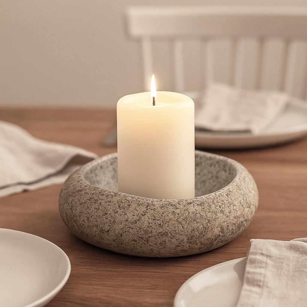 Handmade Stone Candle Holder – natural stone mindful home accent – product detail