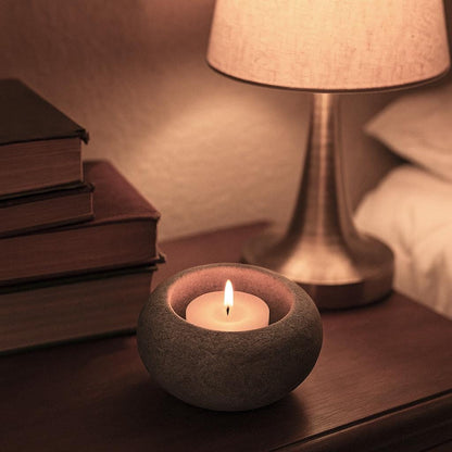 Handmade Stone Candle Holder – natural stone mindful home accent – product detail