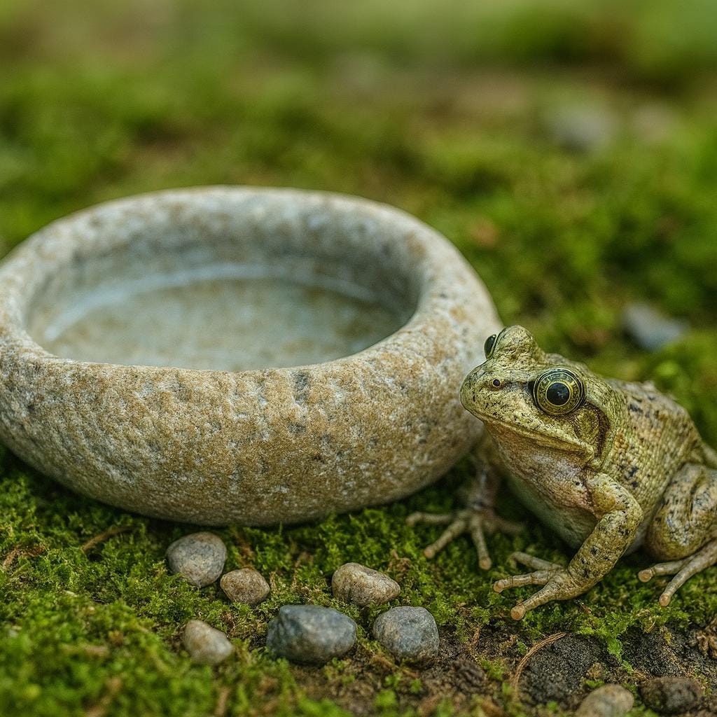 Natural Stone Reptile Feeding Bowl – natural stone terrarium accessory – alternate angle