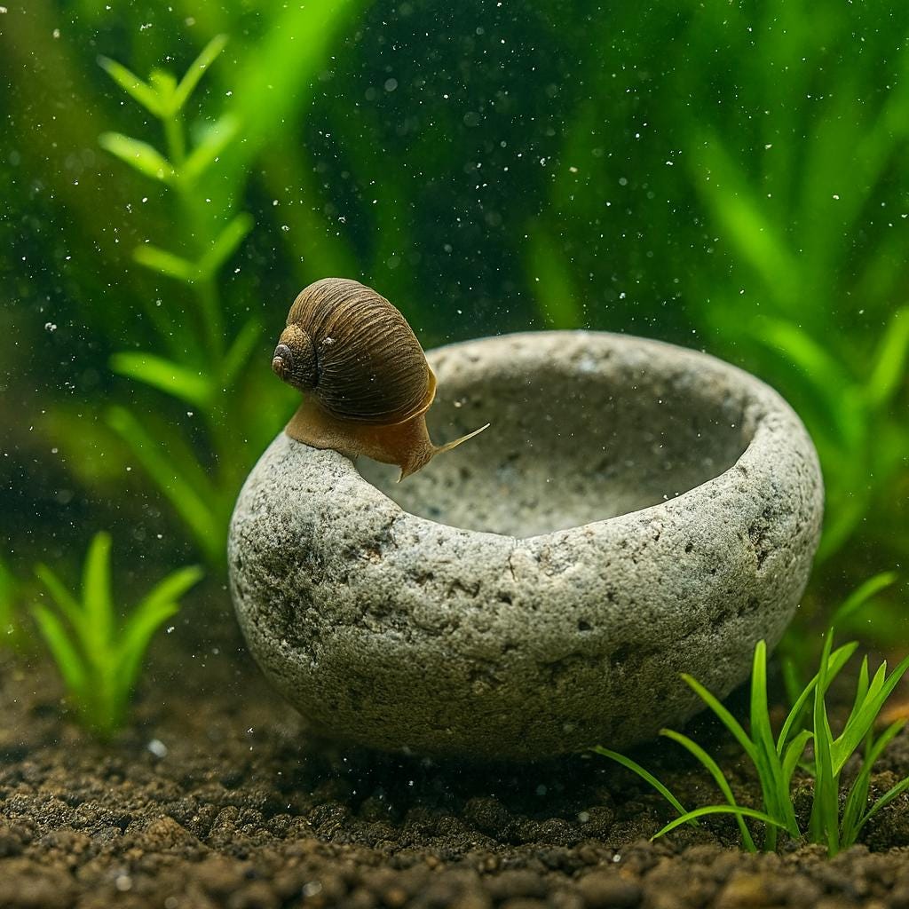 Aquarium Shrimp Cave Feeding Bowl – natural stone aquarium accessory – alternate view