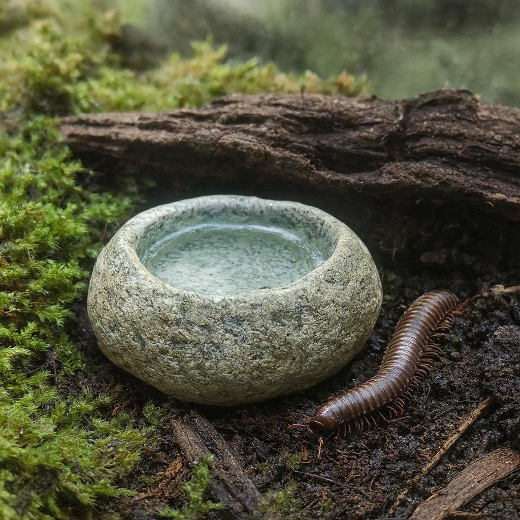 Natural Stone Insect & Tarantula Water Dish – natural stone terrarium accessory – alternate angle