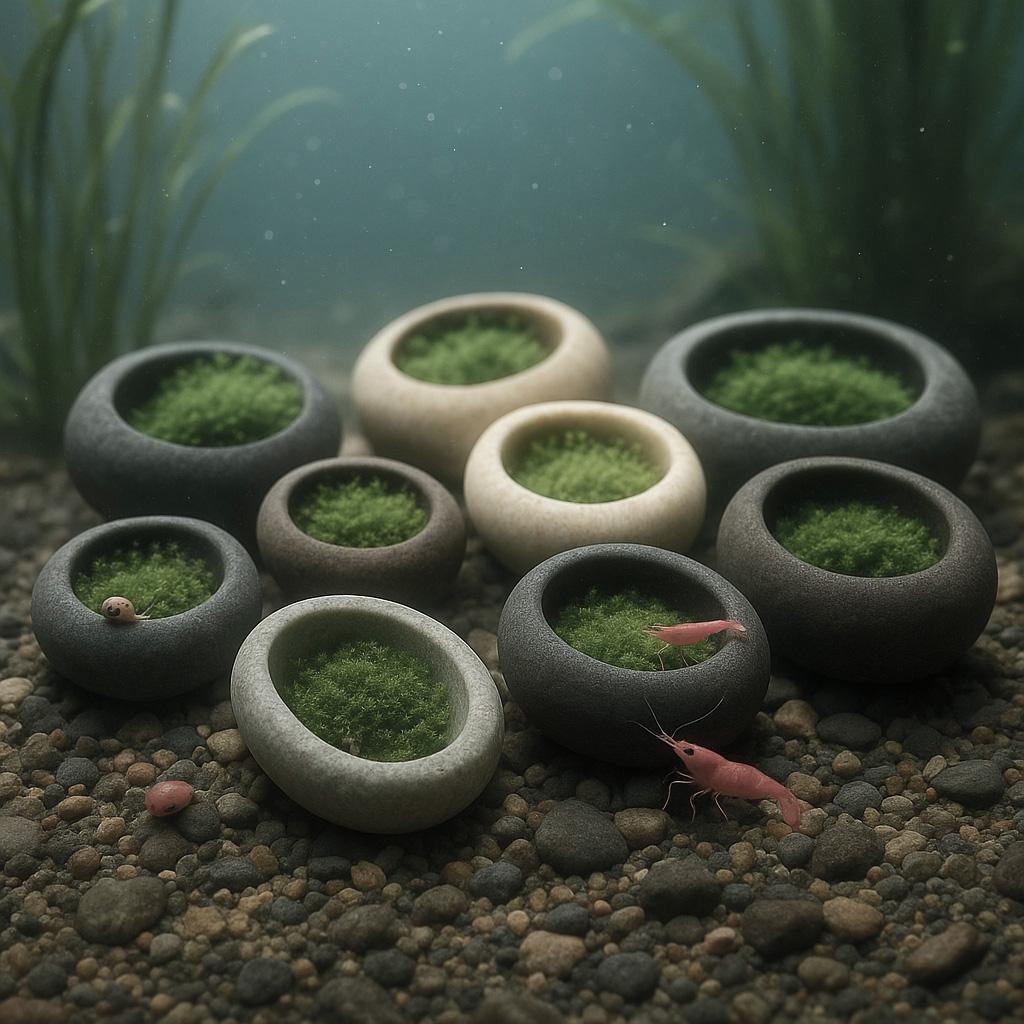 Handmade Mini Stone Aquarium Plant Holder – natural stone aquarium accessory – alternate angle