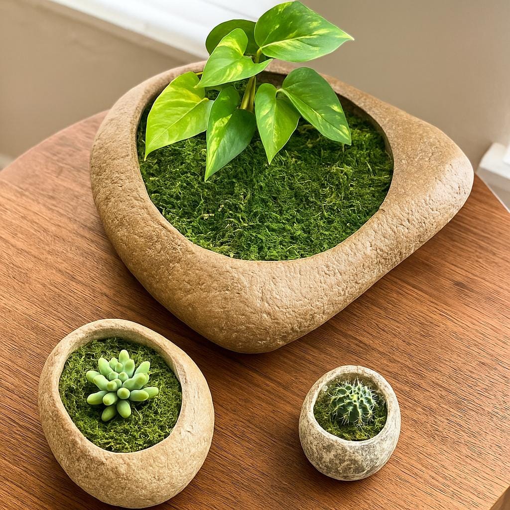 Natural Stone Planter Set – natural stone planter or floral display – alternate view