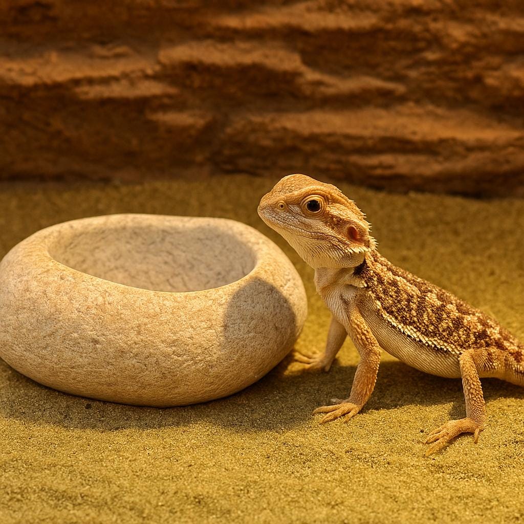 Natural Stone Bearded Dragon Bowl – natural stone terrarium accessory – detail view